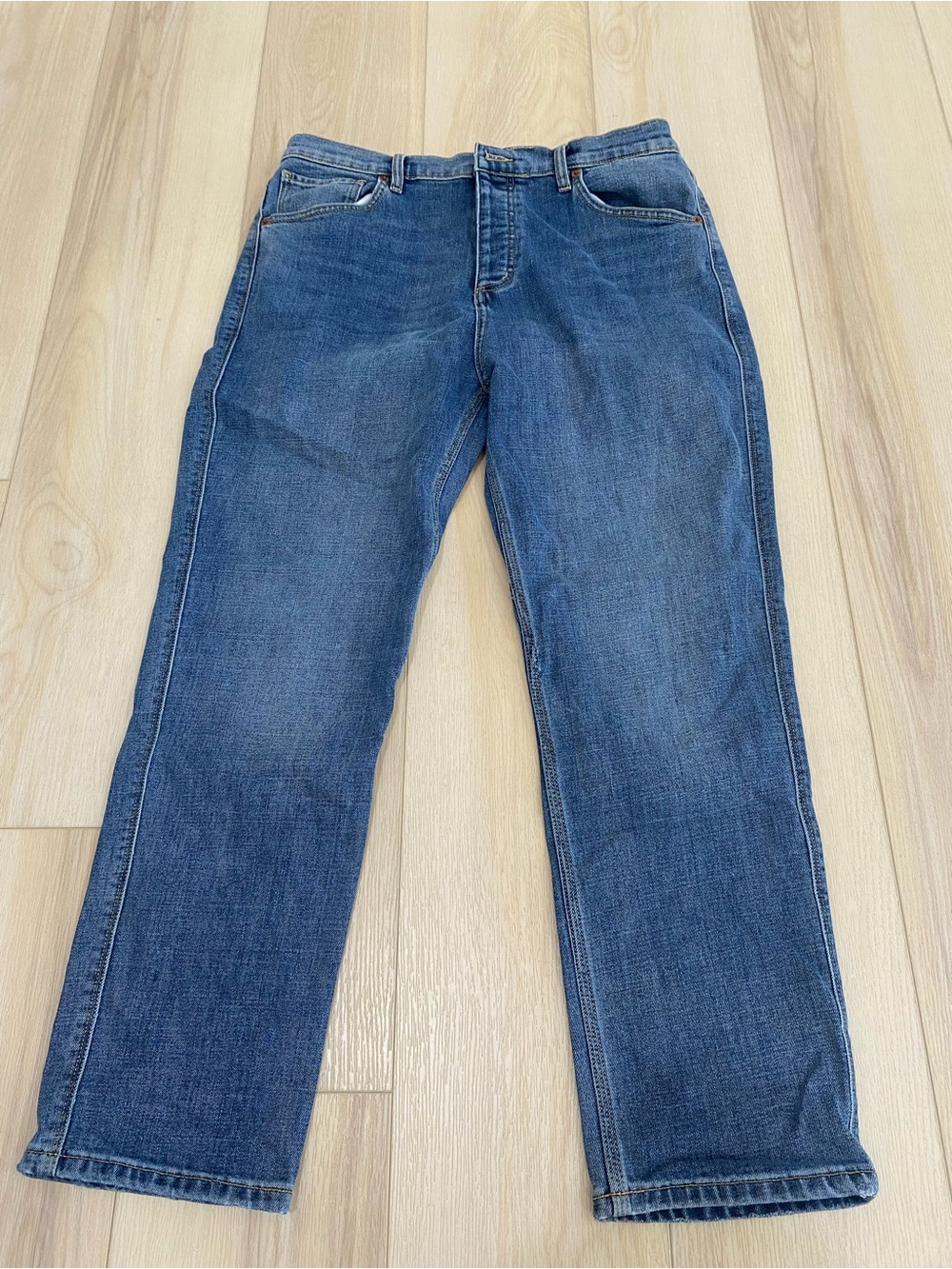 Duer Mens 32x27 Light Blue Denim Jeans Button Fly Skinny Leg
